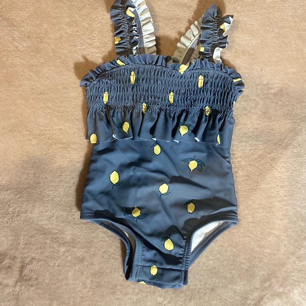 Lemon Print Ruffled Swimsuit